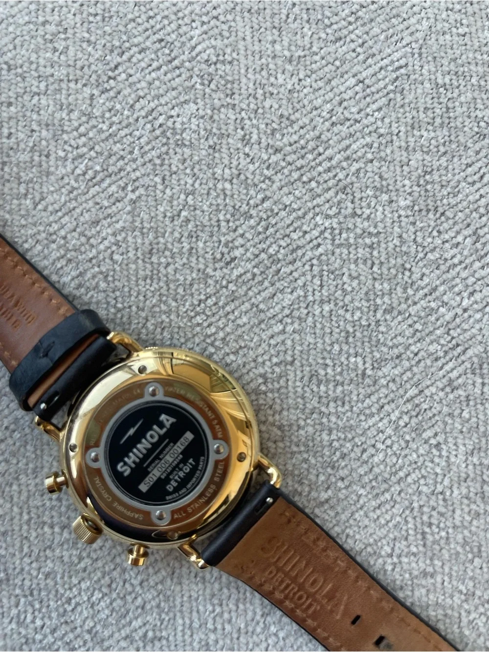 Shinola Canfield Sport Chronograph Watch - Black & Gold * Needs new battery